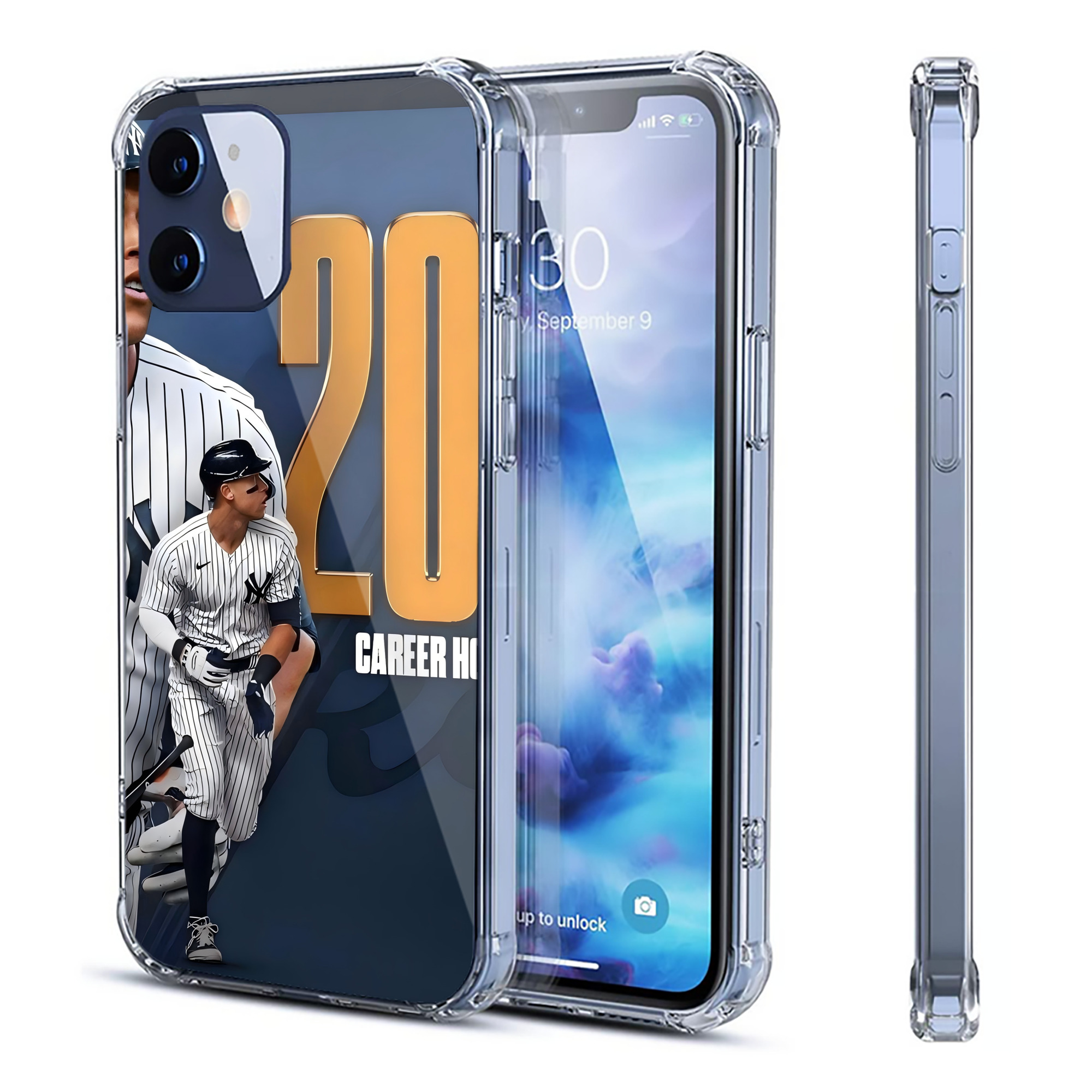 Aaron Judge 200 Home Runs 1 Clear IPhone 12 Case – Soft TPU With UV Print – Enhanced Drop Protection, Precise Fit, Anti-Fingerprint, Customizable Design, Scratch-Resistant, Yellow-Resistant